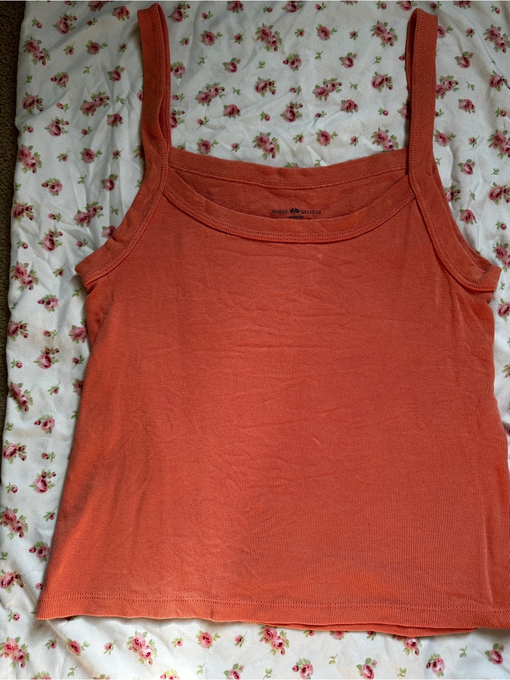 Brandy Melville Coral-Orange Slim Strap Tank